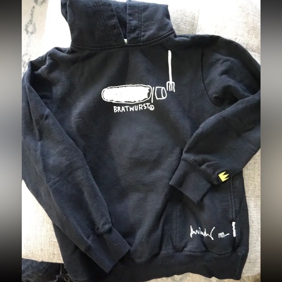 RARE Jean Michael Basquiat Bratwurst Black Hoodie Sweatshirt Vintage 1983 Small - Picture 2 of 9